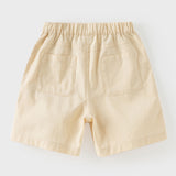 Dave&Bella Summer Toddler Boys Khaki  Embroidery Casual Comfortable Straight-leg Shorts