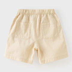 Dave&Bella Summer Toddler Boys Khaki  Embroidery Casual Comfortable Straight-leg Shorts