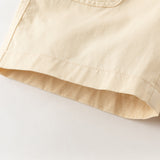 Dave&Bella Summer Toddler Boys Khaki  Embroidery Casual Comfortable Straight-leg Shorts