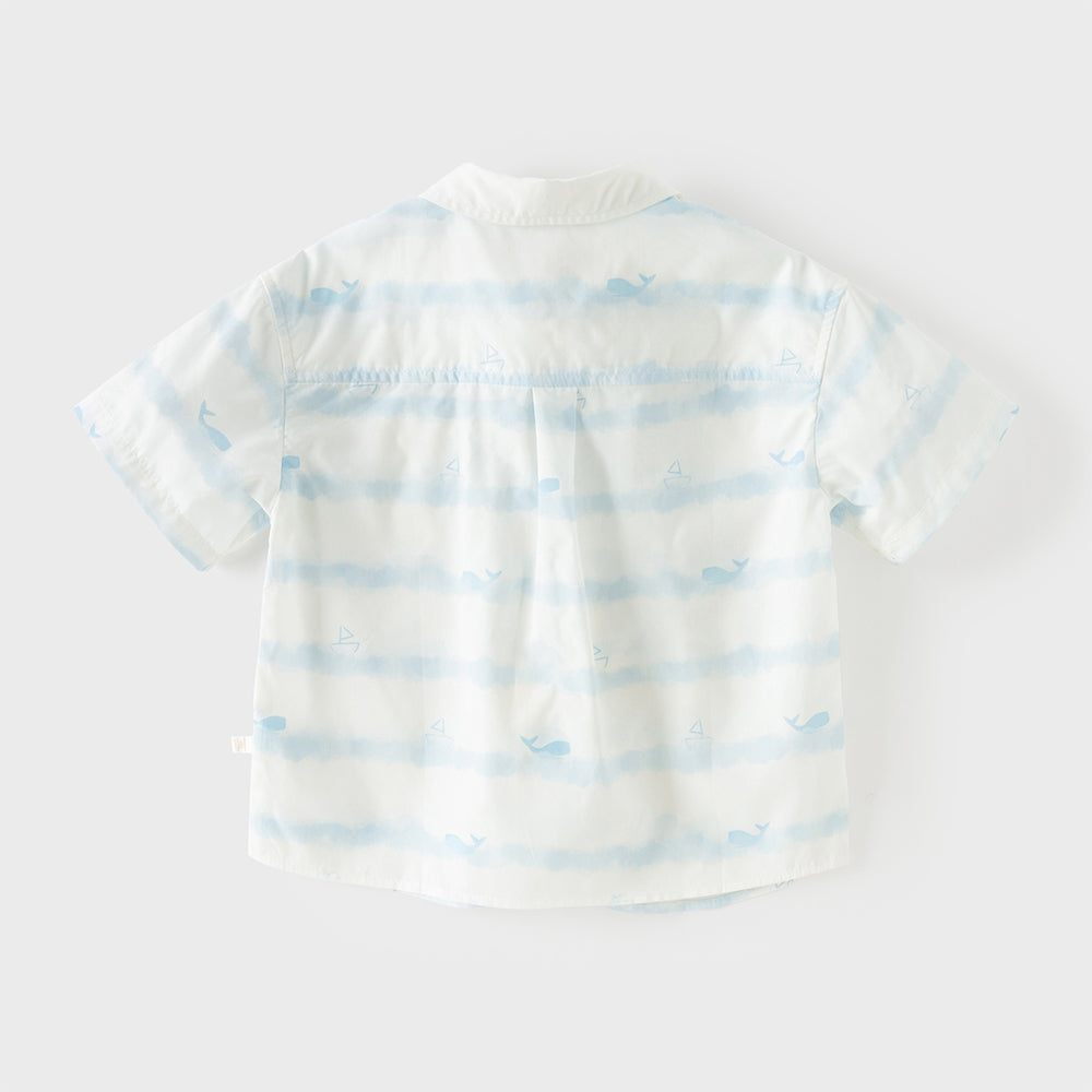 Dave&Bella Toddler Boys Summer Elegant Blue College-style Comfortable Shirts