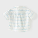 Dave&Bella Toddler Boys Summer Elegant Blue College-style Comfortable Shirts