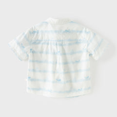 Dave&Bella Toddler Boys Summer Elegant Blue College-style Comfortable Shirts
