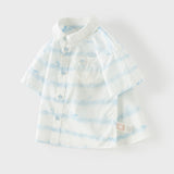 Dave&Bella Toddler Boys Summer Elegant Blue College-style Comfortable Shirts