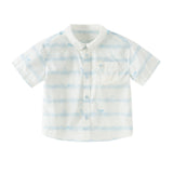 Dave&Bella Toddler Boys Summer Elegant Blue College-style Comfortable Shirts
