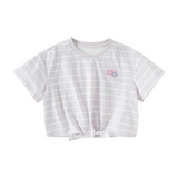 Dave&Bella Toddler Girls Summer Purple Striped Design Print Soft Stretchable T-shirts
