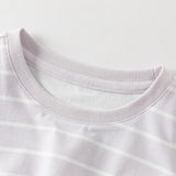 Dave&Bella Toddler Girls Summer Purple Striped Design Print Soft Stretchable T-shirts