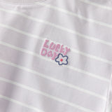 Dave&Bella Toddler Girls Summer Purple Striped Design Print Soft Stretchable T-shirts