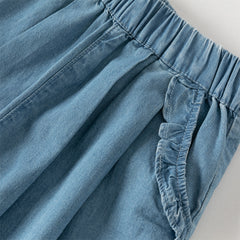 Dave&Bella Toddler Girls Summer Stylish Straight-leg Wide Flared Comfortable Cotton Jeans