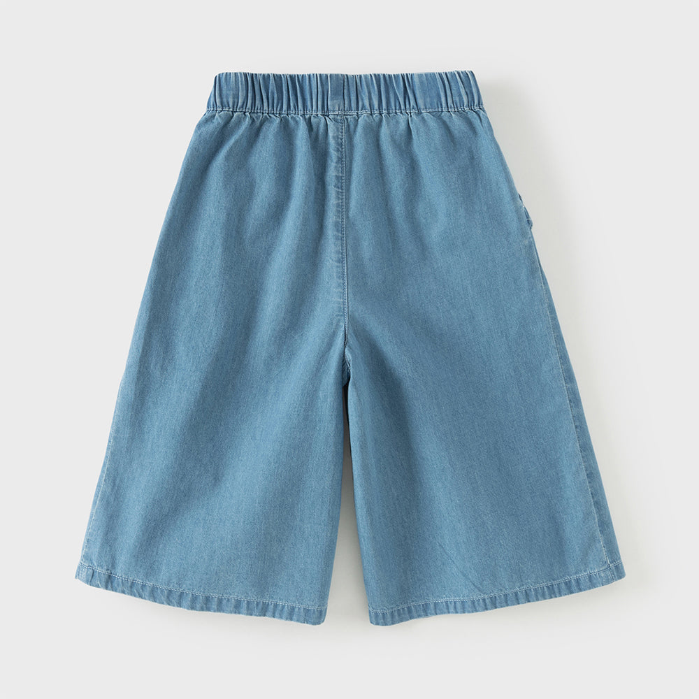 Dave&Bella Toddler Girls Summer Stylish Straight-leg Wide Flared Comfortable Cotton Jeans