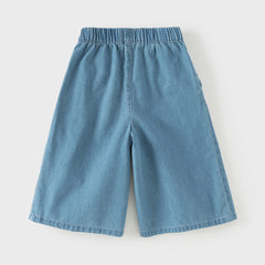 Dave&Bella Toddler Girls Summer Stylish Straight-leg Wide Flared Comfortable Cotton Jeans