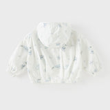 Dave&Bella Toddler Boys/Girls Summer White/Blue Cute Print Lightweight Sunscreen Jackets