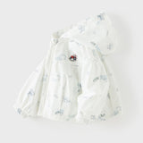 Dave&Bella Toddler Boys/Girls Summer White/Blue Cute Print Lightweight Sunscreen Jackets