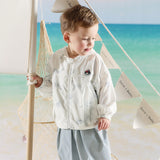 Dave&Bella Toddler Boys/Girls Summer White/Blue Cute Print Lightweight Sunscreen Jackets