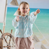 Dave&Bella Toddler Boys/Girls Summer White/Blue Cute Print Lightweight Sunscreen Jackets