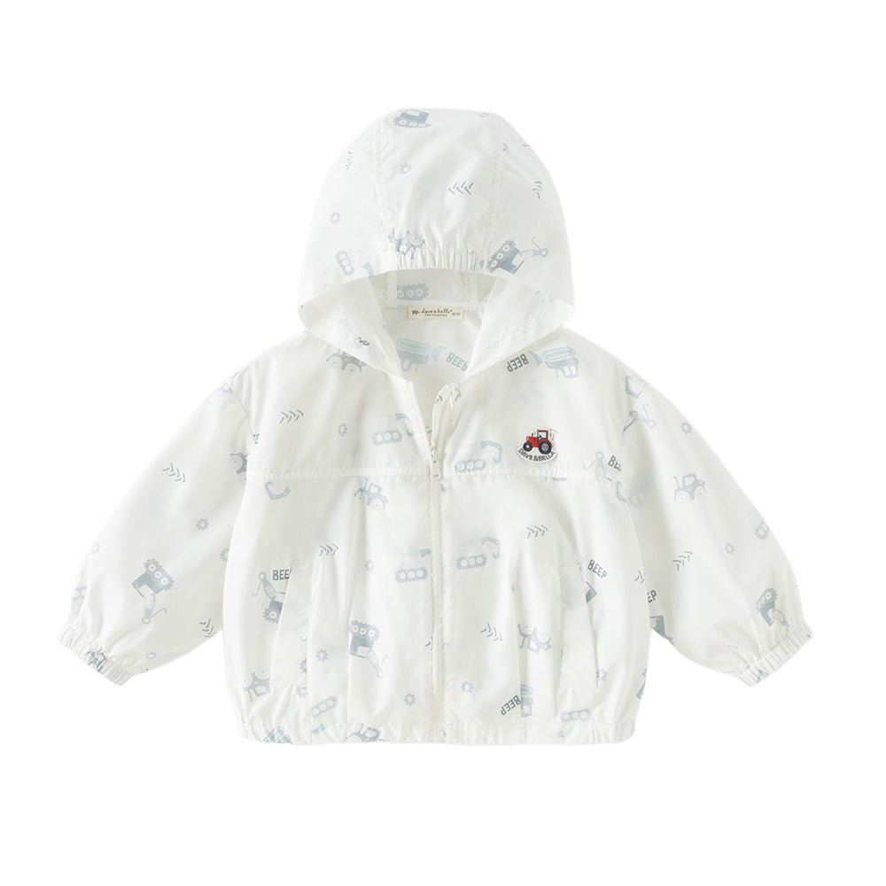 Dave&Bella Toddler Boys/Girls Summer White/Blue Cute Print Lightweight Sunscreen Jackets