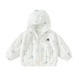 Dave&Bella Toddler Boys/Girls Summer White/Blue Cute Print Lightweight Sunscreen Jackets