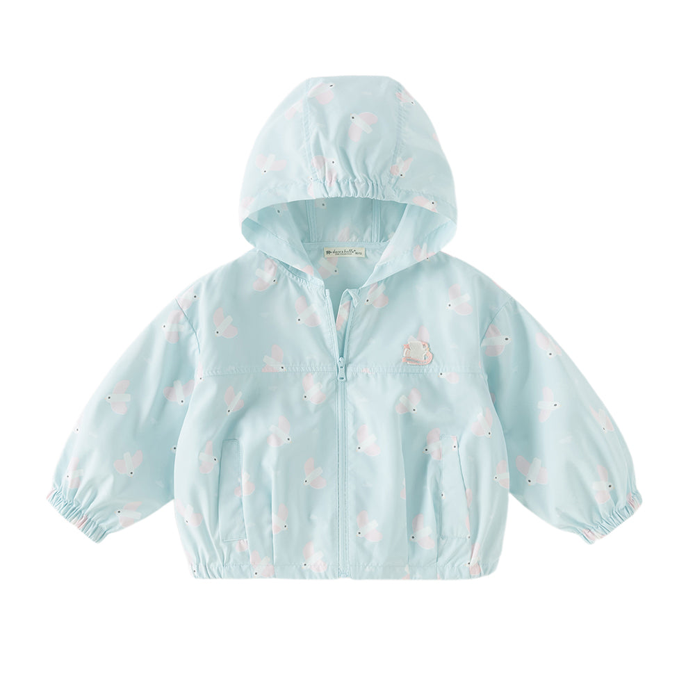 Dave&Bella Toddler Boys/Girls Summer White/Blue Cute Print Lightweight Sunscreen Jackets
