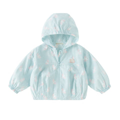 Dave&Bella Toddler Boys/Girls Summer White/Blue Cute Print Lightweight Sunscreen Jackets