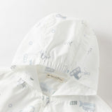 Dave&Bella Toddler Boys/Girls Summer White/Blue Cute Print Lightweight Sunscreen Jackets