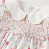 Dave&Bella Toddler Girls Summer Floral Print Doll Collar Breathable Cotton Casual Dress (Copy)-1