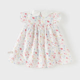 Dave&Bella Toddler Girls Summer Floral Print Doll Collar Breathable Cotton Casual Dress (Copy)-1