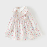 Dave&Bella Toddler Girls Summer Floral Print Doll Collar Breathable Cotton Casual Dress (Copy)-1