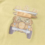 Dave&Bella Toddler Boys Summer Casual Green Car Print Top Pant Suits