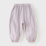 Dave&Bella Toddler Girls Summer Purple/Green Adjustable-waistband Loose Jogger Pants