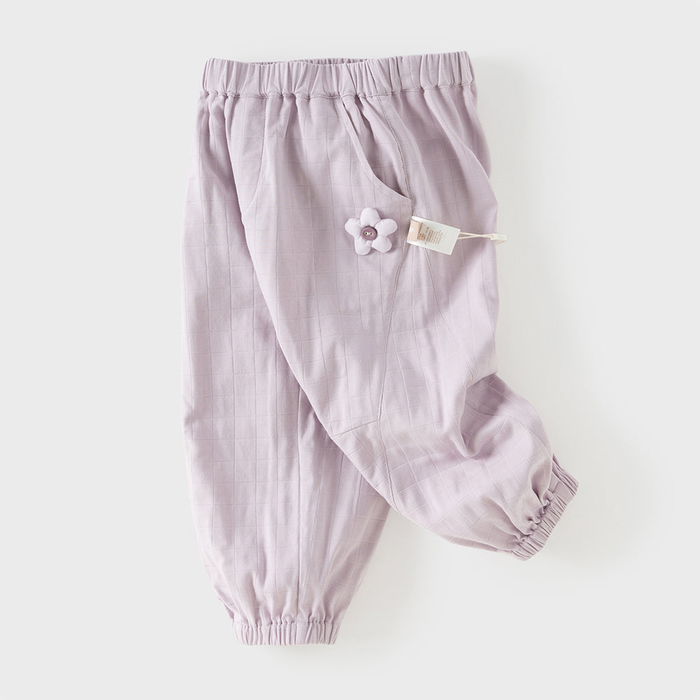 Dave&Bella Toddler Girls Summer Purple/Green Adjustable-waistband Loose Jogger Pants