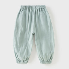 Dave&Bella Toddler Girls Summer Purple/Green Adjustable-waistband Loose Jogger Pants