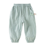 Dave&Bella Toddler Girls Summer Purple/Green Adjustable-waistband Loose Jogger Pants