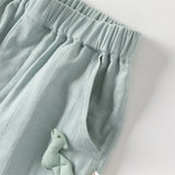 Dave&Bella Toddler Girls Summer Purple/Green Adjustable-waistband Loose Jogger Pants