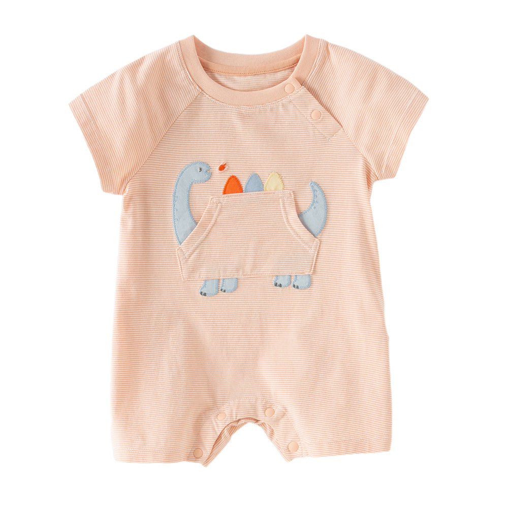 Dave&Bella Baby Boys Summer Orange/Grey Green Animal Soft Cotton Casual Rompers