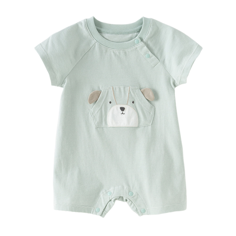 Dave&Bella Baby Boys Summer Orange/Grey Green Animal Soft Cotton Casual Rompers