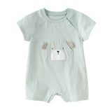 Dave&Bella Baby Boys Summer Orange/Grey Green Animal Soft Cotton Casual Rompers