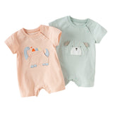 Dave&Bella Baby Boys Summer Orange/Grey Green Animal Soft Cotton Casual Rompers