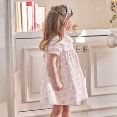 Dave&Bella Toddler Girls Summer Stylish Floral Print Breathable Cotton A-line Dress