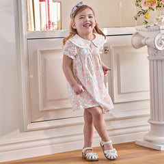 Dave&Bella Toddler Girls Summer Stylish Floral Print Breathable Cotton A-line Dress