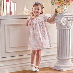 Dave&Bella Toddler Girls Summer Stylish Floral Print Breathable Cotton A-line Dress