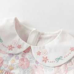 Dave&Bella Toddler Girls Summer Stylish Floral Print Breathable Cotton A-line Dress