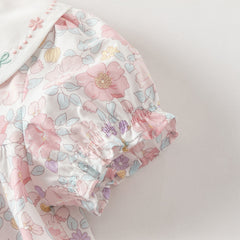 Dave&Bella Toddler Girls Summer Stylish Floral Print Breathable Cotton A-line Dress