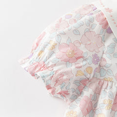 Dave&Bella Toddler Girls Summer Stylish Floral Print Breathable Cotton A-line Dress