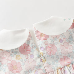 Dave&Bella Toddler Girls Summer Stylish Floral Print Breathable Cotton A-line Dress