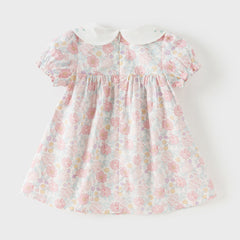 Dave&Bella Toddler Girls Summer Stylish Floral Print Breathable Cotton A-line Dress
