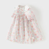 Dave&Bella Toddler Girls Summer Stylish Floral Print Breathable Cotton A-line Dress
