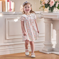 Dave&Bella Toddler Girls Summer Stylish Floral Print Breathable Cotton A-line Dress