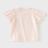 Dave&Bella Summer Toddler Girls Pink Cute Print Cotton Soft Breathable Casual T-Shirts
