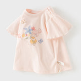 Dave&Bella Summer Toddler Girls Pink Cute Print Cotton Soft Breathable Casual T-Shirts