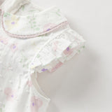 Dave&Bella Toddler Girls Summer Purple Pink Floral Print Comfortable Cotton Top Pant Suits