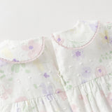 Dave&Bella Toddler Girls Summer Purple Pink Floral Print Comfortable Cotton Top Pant Suits
